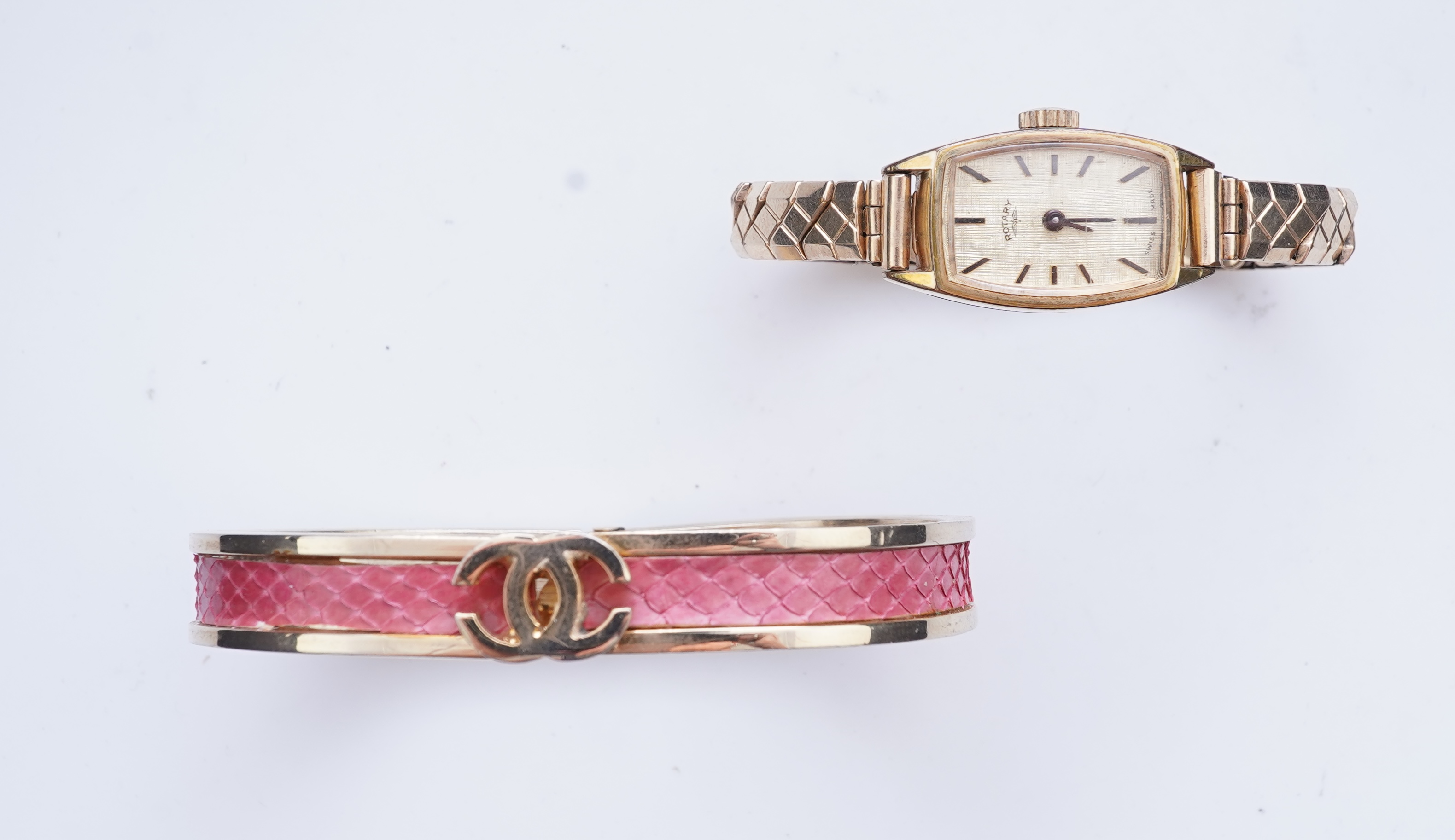 XX REMOVE ROLEX XX, A collection of watches and a bangle, comprising: two Seiko quartz watches; a manual winding watch by Larex; a quartz watch by Eterna; a quartz watch by Rotary; and a quartz watch by Pulsar; together